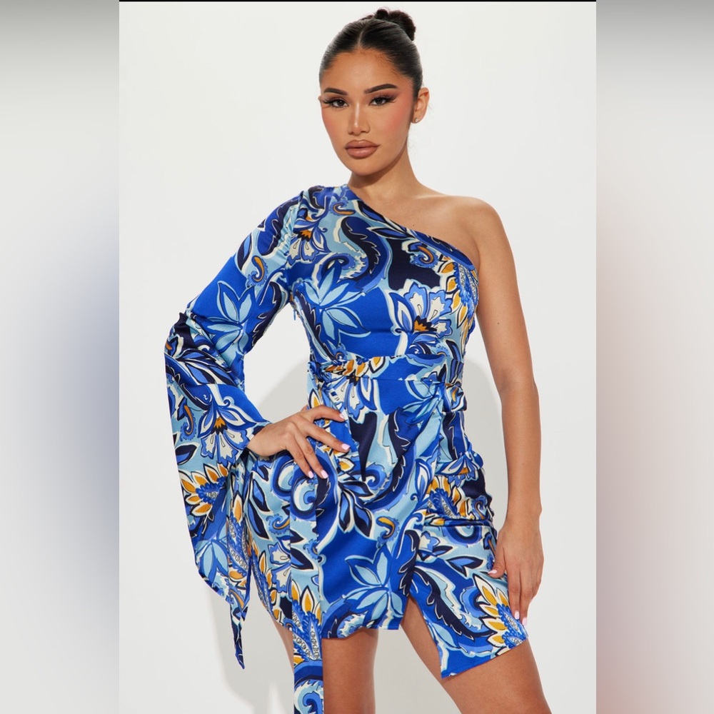 Satin one shoulder dress